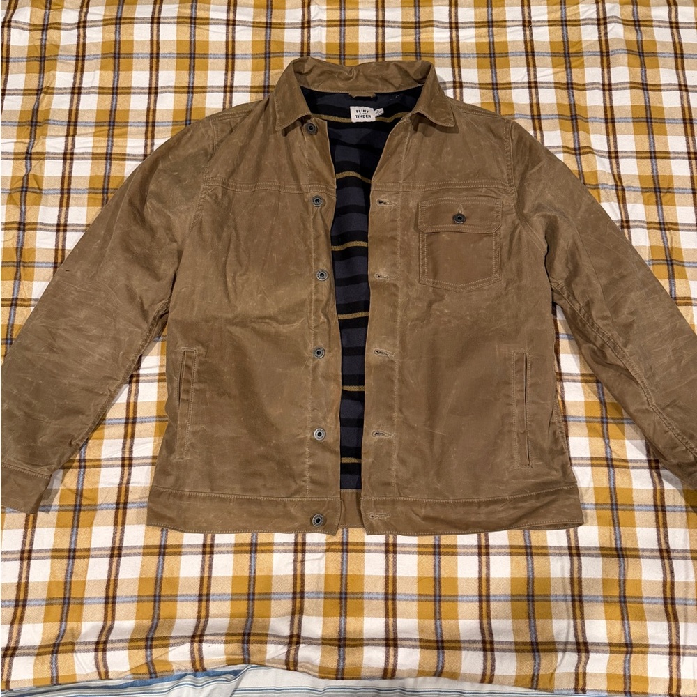 Flint and tinder waxed trucker jacket.